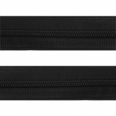 Рулонная молния с покрытием PVC спираль тип 3 (упак.270м) -черная с полосой СВО - купить в Туле. Цена: 12.74 руб.