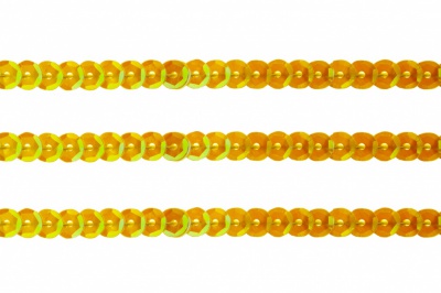 Пайетки "ОмТекс" на нитях, CREAM, 6 мм С / упак.73+/-1м, цв. 92 - золото - купить в Туле. Цена: 484.77 руб.
