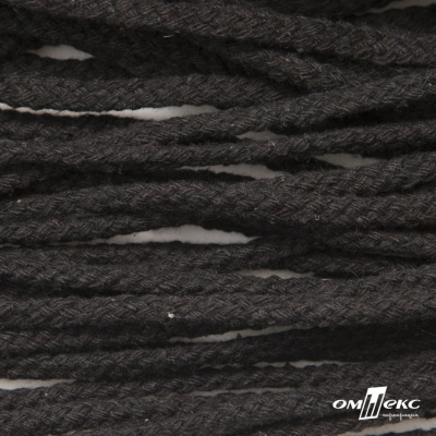 Шнур плетеный d-6 мм круглый, 70% хлопок 30% полиэстер, уп.90+/-1 м, цв.1078-черный - купить в Туле. Цена: 588 руб.