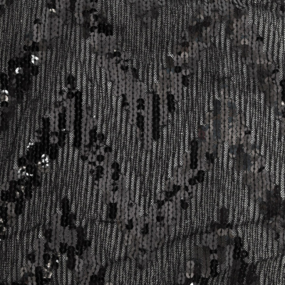 Трикотажное полотно с пайетками, шир.130 см, #311-бахрома чёрная - купить в Туле. Цена 1 183.35 руб.