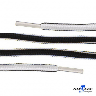 Шнурки #4-27, круглые 130 см, двухцветные (черно/белый) - купить в Туле. Цена: 47.04 руб.