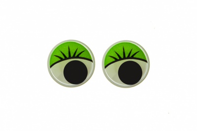 Глазки для игрушек, круглые, с бегающими зрачками, 10 мм/упак.50+/-2 шт, цв. -зеленый - купить в Туле. Цена: 71.20 руб.