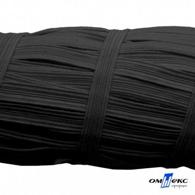 Резиновые нити с текстильным покрытием, шир. 6 мм (55 м/уп), цв.-черный - купить в Туле. Цена: 210.75 руб.