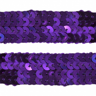 Тесьма с пайетками 12, шир. 20 мм/уп. 25+/-1 м, цвет фиолет - купить в Туле. Цена: 778.19 руб.