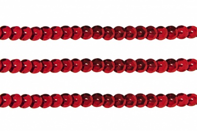 Пайетки "ОмТекс" на нитях, SILVER-BASE, 6 мм С / упак.73+/-1м, цв. 3 - красный - купить в Туле. Цена: 468.37 руб.