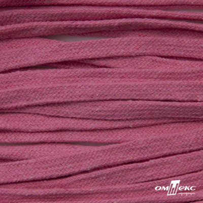 Шнур плетеный d-8 мм плоский, 70% хлопок 30% полиэстер, уп.85+/-1 м, цв.1029-розовый - купить в Туле. Цена: 735 руб.