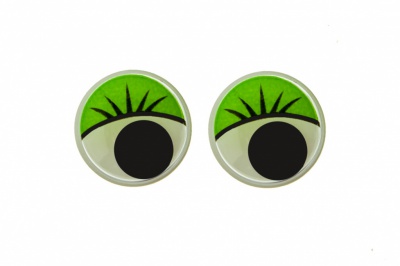 Глазки для игрушек, круглые, с бегающими зрачками, 15 мм/упак.50+/-2 шт, цв. -зеленый - купить в Туле. Цена: 113.01 руб.