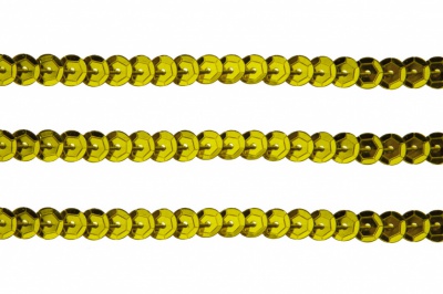 Пайетки "ОмТекс" на нитях, SILVER-BASE, 6 мм С / упак.73+/-1м, цв. 7 - св.золото - купить в Туле. Цена: 468.37 руб.