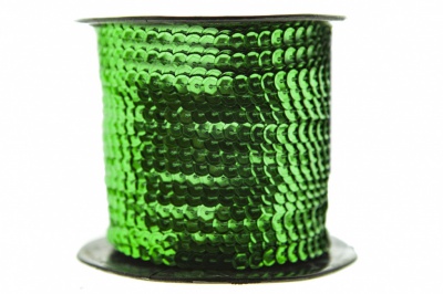 Пайетки "ОмТекс" на нитях, SILVER-BASE, 6 мм С / упак.73+/-1м, цв. 4 - зеленый - купить в Туле. Цена: 484.77 руб.