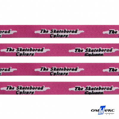 Тесьма отделочная (киперная) 10 мм, 100% хлопок,"THE SKATEBOARD CULIURE"(45 м) цв.121-26 -яр.розовый - купить в Туле. Цена: 850.62 руб.